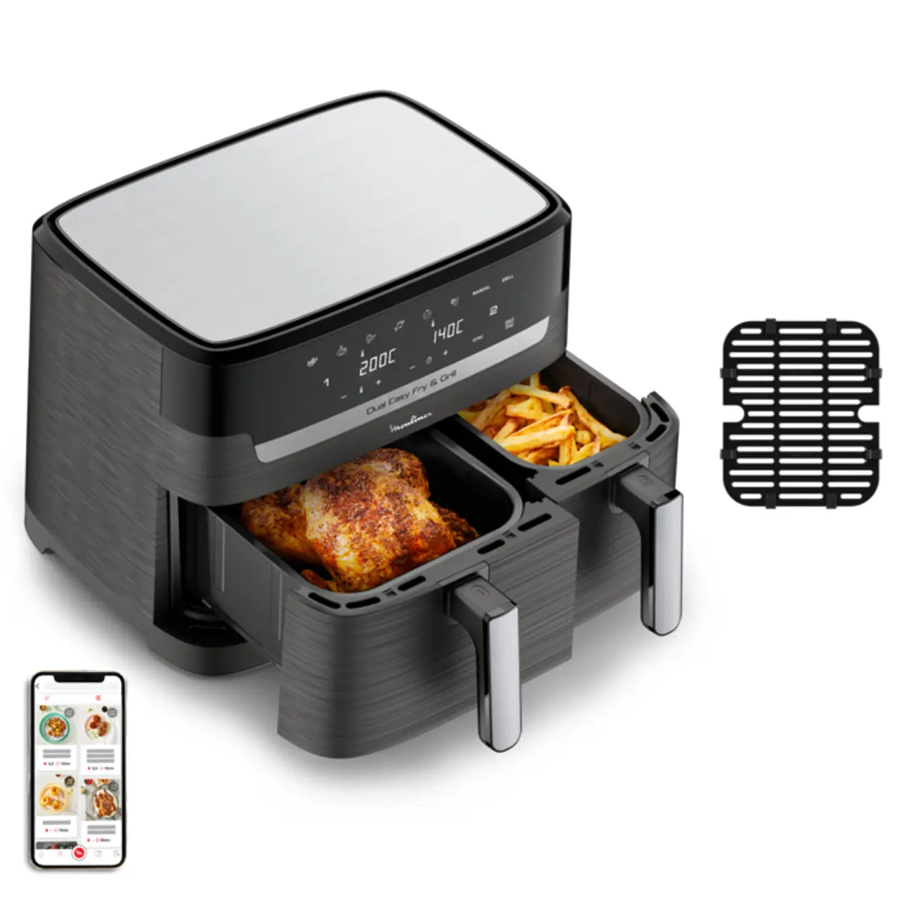 Double easy fry & Grill, 8,3 l, Luftfritteuse, schwarz